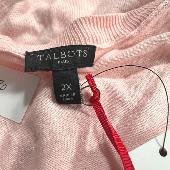 Talbots Cardigan Sweater 2X Pink Cotton Rayon Preppy Solid NWT CJ-2180 - Picture 8 of 10